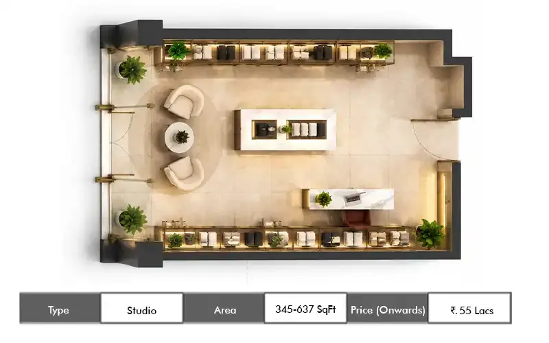 HSN Indira Business Hub Studio floor plan, 345 sq ft area
